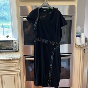 Alexander McQueen gorgeous black dress with patent leather detail  silver studs